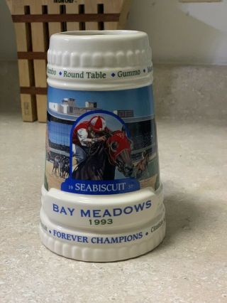 1993 Bay Meadows Limited Edition Seabiscuit Stein Ceramic Beer Mug