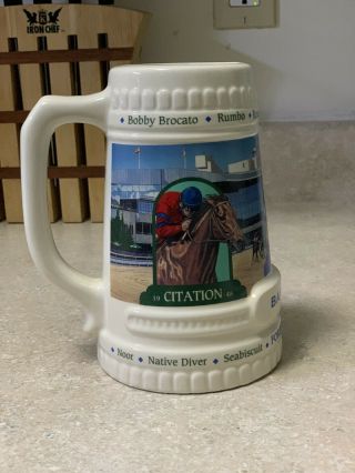1993 Bay Meadows Limited Edition Seabiscuit Stein Ceramic Beer Mug 3