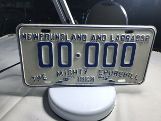 1969 Canada Newfoundland Labrador Mighty Churchill Licence Plate 00 - 000 Bl41