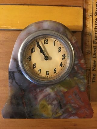 Vintage Desk Clock In Marble Case Was Made In The Usa Runs But No Key