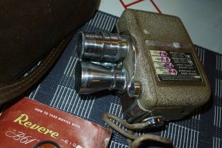 Vintage 8mm Camera Revere 8 Model B - 63 W/ 3 Lenses And Case