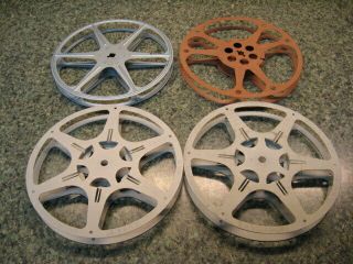 16mm Metal Movie Film Reels / 400 Foot With Cases Set Of 4