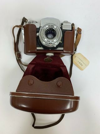 Vtg Zeiss Ikon Contaflex Camera W/ Synchro - Compur Tessar 1:2.  8 50mm Lens & Case