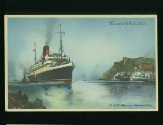 Rms Alaunia - Cunard White Star Line - Vintage Ship/oceanliner Postcard