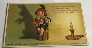 Vintage 1909 Adv.  Postcard - Swift’s Pride Soap Shadow Animal - Sam Rabbit