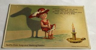 Vintage 1909 Adv.  Postcard - Swift’s Pride Soap Shadow Animal - Berthas Bonnet