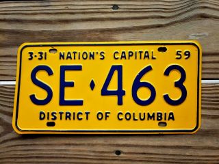 Gr8 1959 District Colombia License Plate Tag Number Se 453 Classic Dc