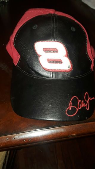 Leather Dale Earnhardt Jr 8 Red/black Nascar Hat By Chase With Fiber Optics