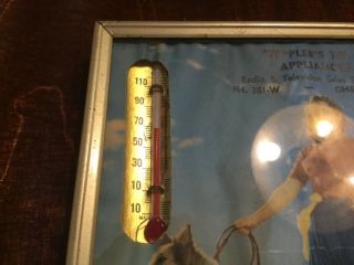 Vintage advertising thermometer picture,  Wepplers T.  V.  & Appliances,  Chesley,  O 3