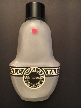 Vintage 40s Guerlain “ Mitsouko “ Talc Powder Frosted Glass Perfume Bottle 4 Oz