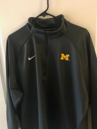 Nike University Of Michigan Anthracite Therma - Fit Half - Zip Pullover