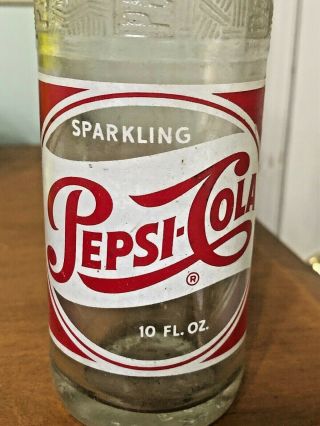 Vintage Sparkling Pepsi - Cola Clear Glass Soda Bottle,  10 Oz Look