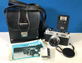Yashica Mg - 1 Rangefinder Film Camera W/ Yashinon 45mm 1:2.  8 Lens &