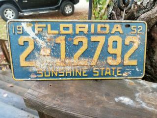 Rustic Vintage 1952 Florida Sunshine State License Plate 2 - 12792
