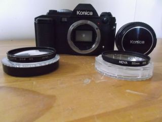Vintage Konica Fs - 1 35mm Camera Konica Hexanon Ar 50mm F1.  8 Camera Lens W/filter