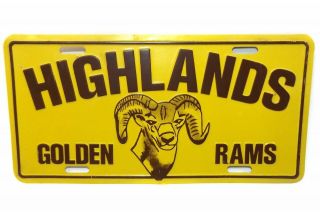 Highlands High School Golden Rams Mascot License Plate - Natrona Heights,  Pa