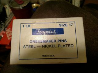 Vintage Trupoint Dressmaker Pin Nickel Plated Stee,  Size 17 Steel,  1 - 1/16 Inches