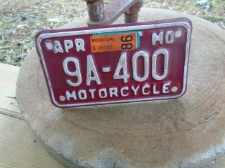 Missouri 1986 Motorcycle License Plate 9a - 400