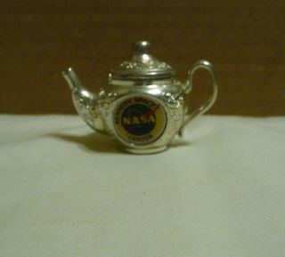 Vintage Kennedy Space Center Nasa Miniature Metal Souvenir Teapot