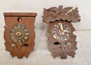 Two (2) Mini German Vintage Cuckoo Clocks - - Parts Clocks