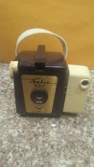 Vintage 1950s Brown Bakelite Sabre 620 Box Camera