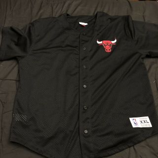 Mitchell And Ness Men Size Xxl Chicago Bulls Button Nba Baseball Jersey Black