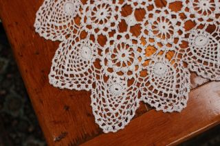 Vintage Large Cotton Snowy White Hand Crocheted Runner 29x60 2