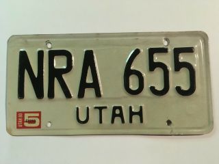 1980 Utah License Plate " Very Good " Natural Sticker On Undated Base " Nra "