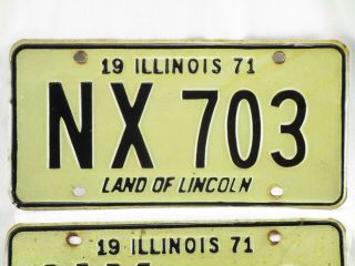 Illinois 1971 License Plate Matching Pair w/ Envelope NX 703 2
