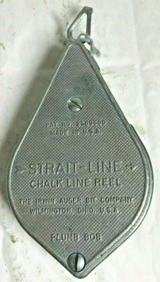 Vintage Tool Irwin Co.  Plumb Bob Strait - Line Chalk Line Reel Pat 