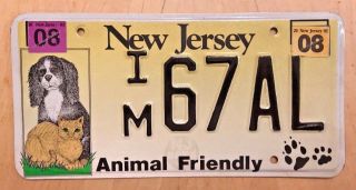 Jersey Animal Friendly Paw Prints License Plate " Im 67 Al " Nj Dog Dogs Cat