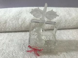 Vintage Christmas Ornament Clear & Spun Glass Puppy In Basket