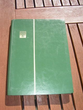 Vintage Green Leatherette Covered Stamp Stock Book Album 16 Pages Interleaved