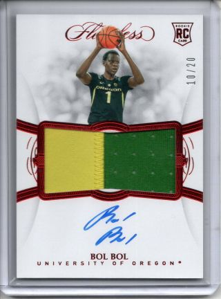 Bol Bol Auto Jersey Logo Patch Rc /20 2019 - 20 Panini Flawless Red Autograph Sp