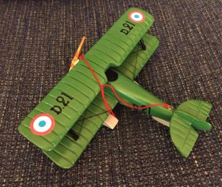 Vintage Green Wooden Stearman Bi - Plane With Floats Hanging Christmas Ornament