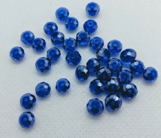30 X Small Swarovsk Vintage Saucer Rondelle Beads.  4 - 5mm.  From Estate.  Blue