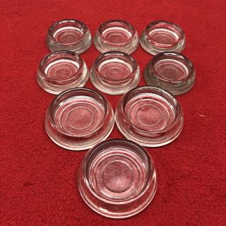 9 Vintage Anchor Hocking Clear Glass Furniture Coaster Caster 2 Sizes Read