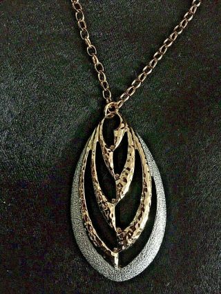Vintage Large Silver & Gold - Tone Sarah Coventry Pendant Necklace