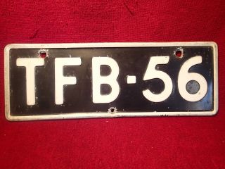 Vintage,  Tfb - 56,  Old Embossed Metal Car License Plate Finland Finnish