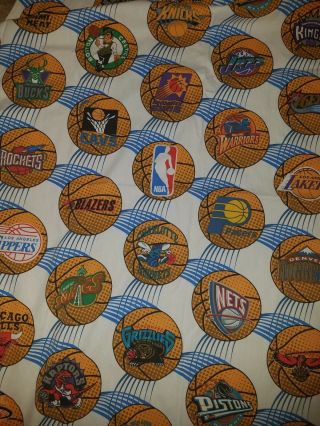 Vtg Nba Basketball Twin Bed Sheet Set W/o Pillow Case Los Angeles Lakers Warrior