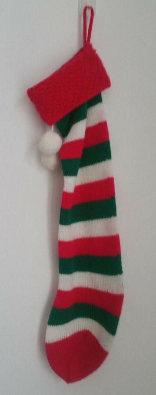 Vintage Striped Christmas Knit Stocking