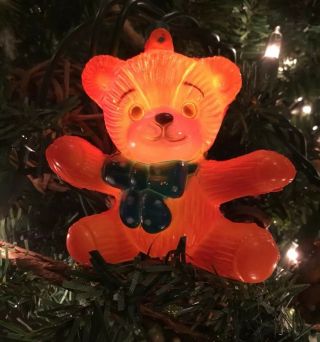 10 Vintage Teddy Bear Plastic Christmas Tree Light Covers Reflectors Blow Mold