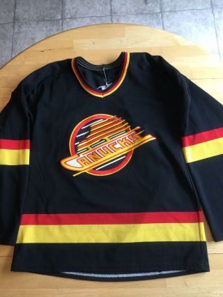 Vintage Vancouver Canucks Black Ccm Stitched Authentic 90s Small Nhl Jersey