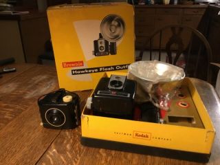 Vintage Brownie Hawkeye Camera Flash Outfit With Box Kodak Eastman