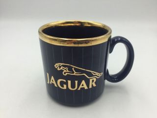 Ceramic Jaguar Luxury Car Coffee Mug Cobalt Blue Gold Rim Made In England