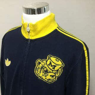 Michigan Wolverines Ncaa Adidas Track Fleece Jacket Mens Large Vintage 90 