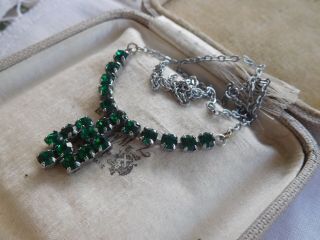 Dazzling Dainty Vintage 1950s Emerald Green Crystal Necklace