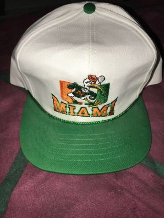 Vintage 90s Front Row Miami Hurricanes The U Big Logo Snapback Hat Old Logo