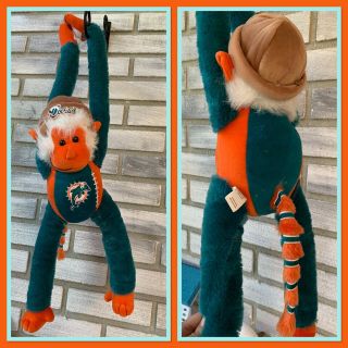 Miami Dolphins Rally Hanging Monkey Stuffed 20 " Plush Toy Florida Football Guc