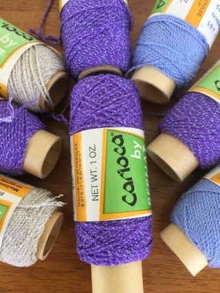 Vintage Bernat Carioca Yarn/thread.  13 1oz Spools Natural Lilac Lavender